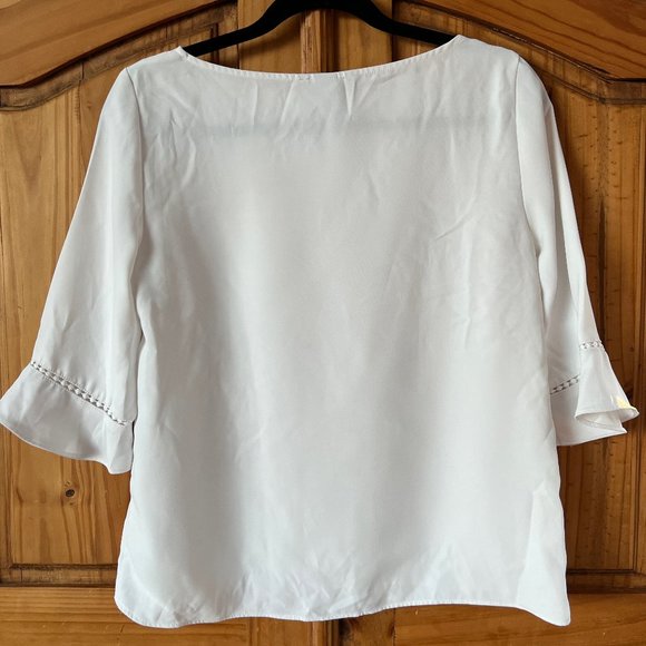 Chic White Boat Neck Blouse – Elegant, Workwear & Casual Top - Picture 2 of 3
